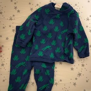 Hanna Andersson frog knit set, 3-6 months